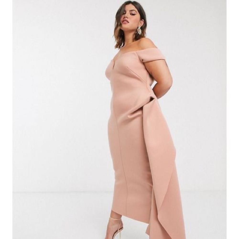 Off shoulder maxi dress in rose